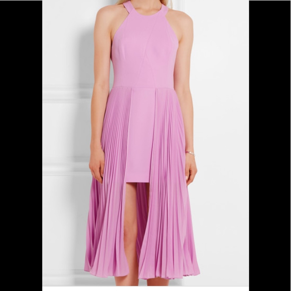 HALSTON HERITAGE Pleated Crepe Midi Dress - Picture 4 of 14
